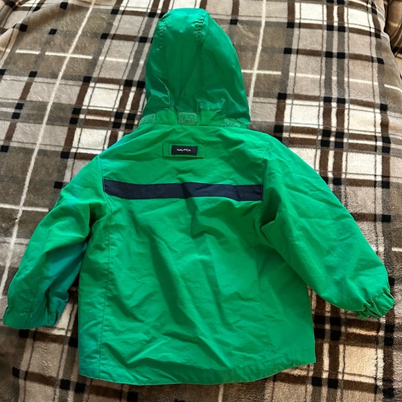 Nautica Baby Windbreaker Hooded Zip-up Jacket Size 2T(18-24M) Green/Navy Blue - Picture 3 of 9